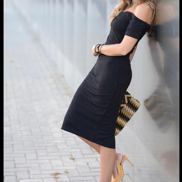 Zara Dresses & Skirts - Zara black off the shoulder midi dress